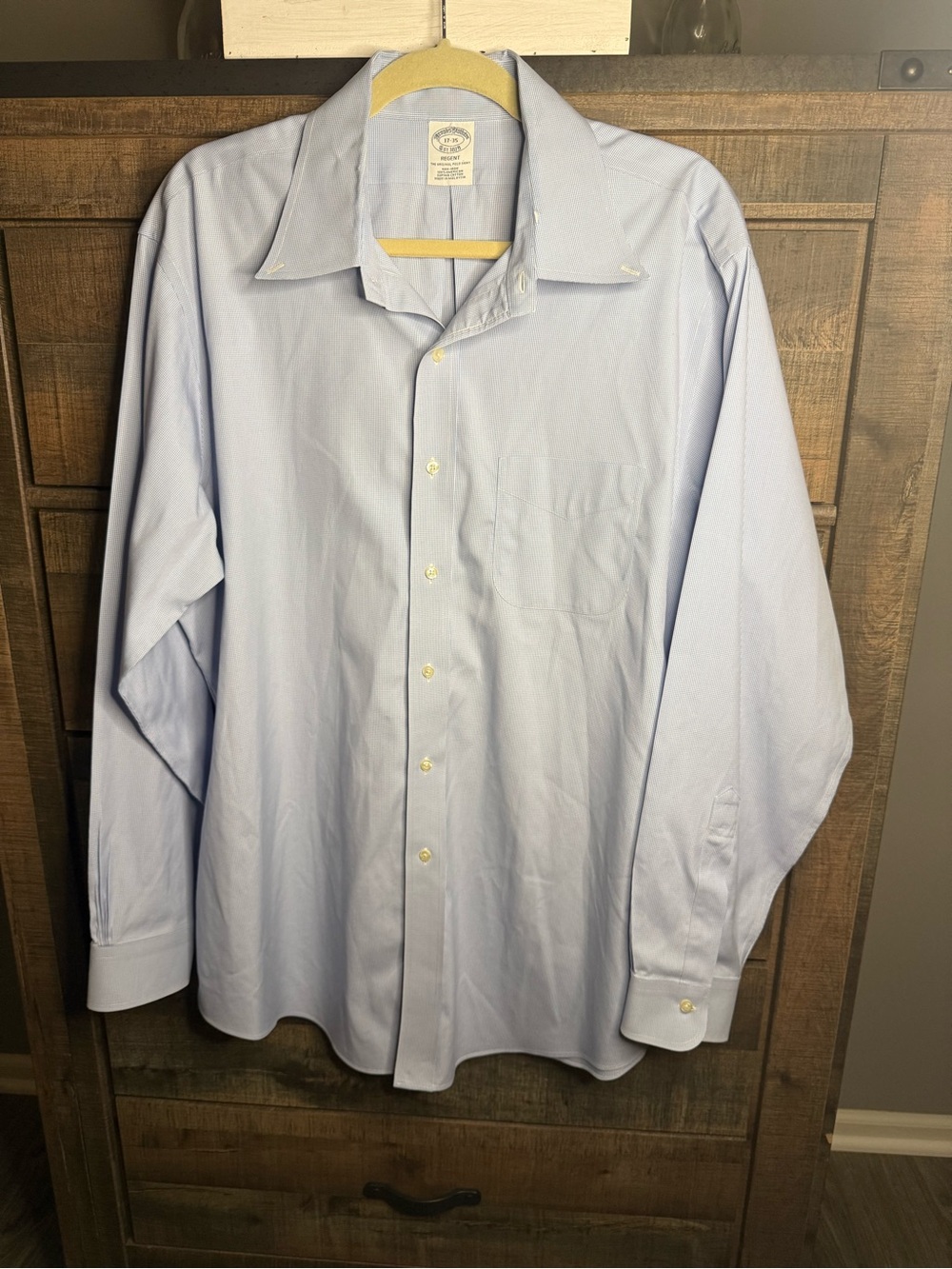 Brooks Brothers Regent Dress Shirt Men’s 17-35 Blue Check Non-Iron Supima Cotton